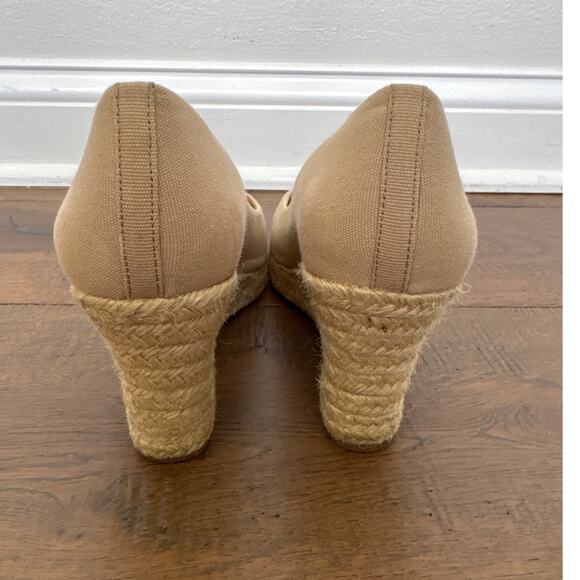 J. Crew Seville Canvas Espadrille Wedges Sandals Tan Women's Size US 9.5 - Picture 3 of 9